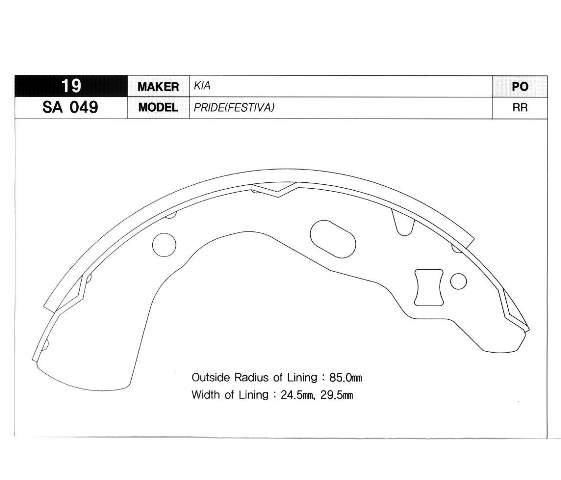 PABUÇ BALATA ARKA KAMPANA FORD FESTIVA-MAZDA 121-KIA PRIDE 87 GS8519-SANGSIN SA049-KK15026310