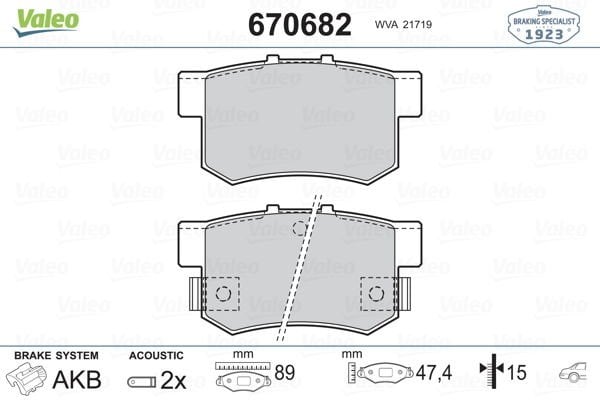 ARKA BALATA CIVIC VII 01-05 - CIVIC VIII 05 ACCORD VII 98-02 - ACCORD VIII 06-VALEO 670682-43022S5AJ00-43022S6DE50-WVA21651