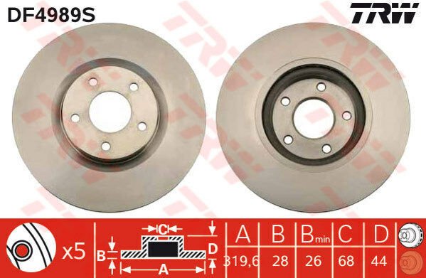 ÖN FREN DİSKİ NISSAN QASHQAI 07 13 JUKE 14 19 RENAULT KOLEOS I 08 320x28 5 DELİK HAVALI-TRW-40206JY01A-402069828R-40206ET01A