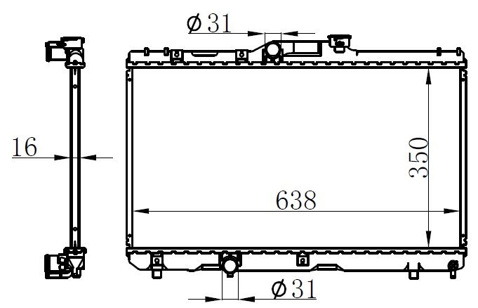RADYATÖR BRAZİNG COROLLA 92-97 AE 101 AC KLİMASIZ MEK 350x638x16-ORIS-1640016491-1640015520-1640016490