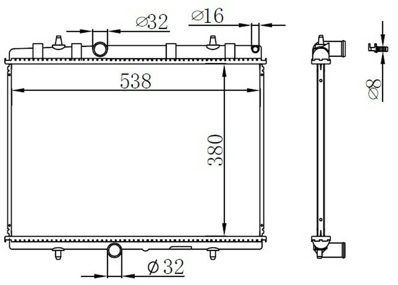 RADYATÖR 307-407-C4-C5-BERLINGO-PARTNER1.6-1.8-2.0 HDİ AC KLİMASIZ MEK 380x552x26-ORIS-1330.Y5-1330.F5-1330.P9-1330.W2
