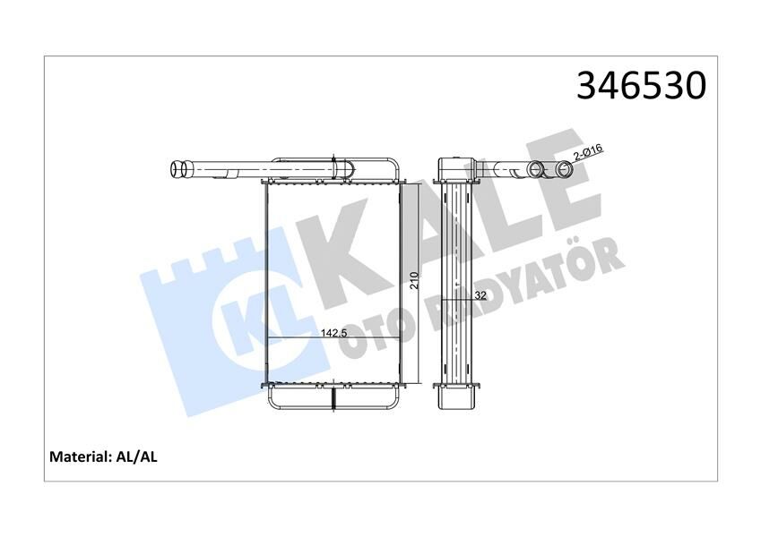 KALORIFER RADYATORU TRANSIT 2.0 2.5D 85 92 T12 T15 92 00 BRAZING-KALE 346530-89VW18476BA-1628214-1628392