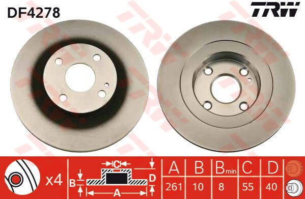 ARKA FREN AYNASI MAZDA 323 C V 94-98 -323 F VI 98-04 -323 S VI 98-04-TRW DF4278-B26Y26251-BJ3Y26251