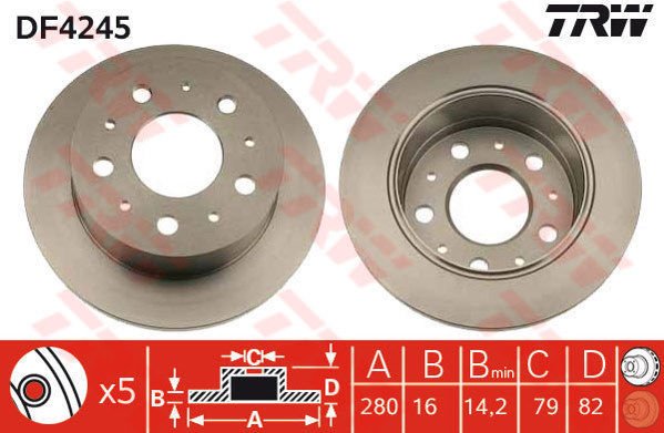 ARKA FREN AYNASI BOXER 94 DUCATO 94 JUMPER 94 280x16x5DL-TRW DF4245-4246.Z3-71740117-46833807-4246.Z1
