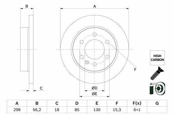 FREN DISKI ARKA MERCEDES SPRINTER B907 B910 18 ELEKTRONIK PARK FRENI-BOSCH 0986479H07-A9104232100