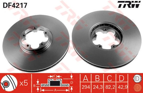 ÖN FREN AYNASI TRANSİT V184 00 ARKADAN ÇEKİŞLİ 294x24.5x5DLxHAVALI-TRW DF4217-2C161125AA-4041428-YC1J1125B2B