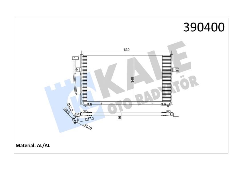 KLİMA KONDENSERİ VOLVO S40 I-V40 AL-AL 628X348X16-KALE-30871579-30897260