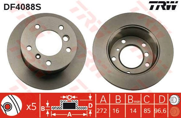 FREN DISKI ARKA MERCEDES SPRINTER B901 B904 . VW LT 28-35-46 TEK TEKER-TRW DF4088S-A9024230312-2D0615601A