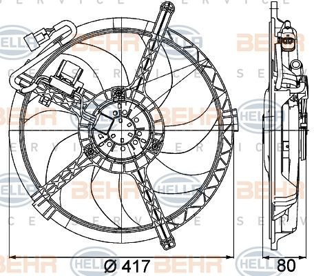 FAN KOMPLE 350 W 12 V MINI R56 R57 R58 R59 PREMIUM LINE-MAHLE-17422752632