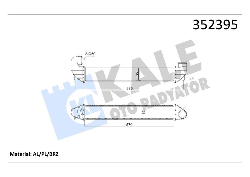 İNTERCOOLER GALAXY-SEAT ALHABRA-VOLKSWAGEN SHARAN 1.9 TDI 00 03-KALE 352395-7M3145805-1109138-YM219L440BA