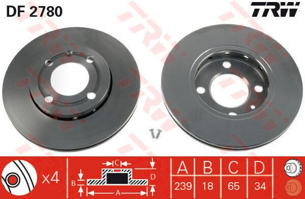 ÖN FREN AYNASI POLO 95-01 LUPO 98-05 AROSA 1.0ie.3ie-1.4ie-1.6ie-1.7SDI-1.9SDI AEE 239x18x4DLxHAVALI-TRW DF2780-6N0615301C-6N0615301F