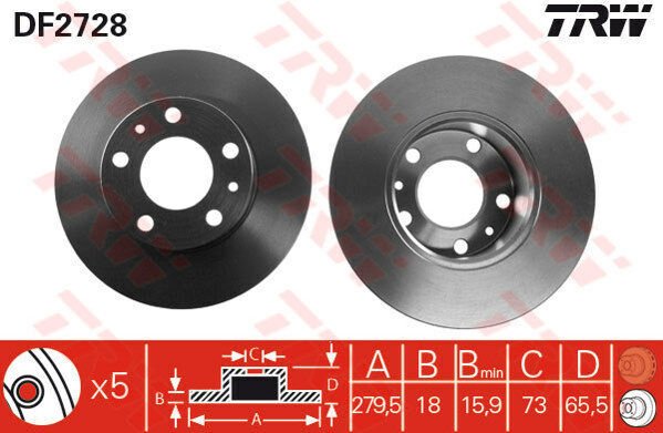 ÖN FREN AYNASI BOXER 94-4.02 JUMPER 94-4.02 DUCATO 94/4.02 280x18x5DL 1.4Q-TRW DF2728-4249.H6-4246.J8-4246.J9-1300500080
