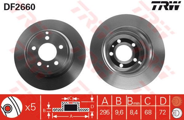 ARKA FREN AYNASI VOLVO 850 91-96 C70 97-05 S70 97-00 V70 97-00 XC70 97-02 295X5DL-TRW DF2660-271794-31262099-9140144