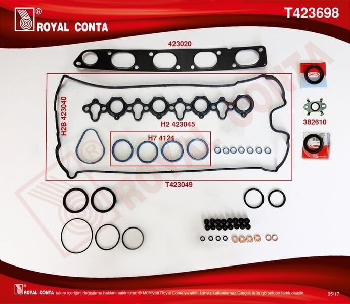 ÜST TAKIM CONTA CORTECO KEÇELİ REINZ SUB.LAST SKC SİZ MASTER 2.2-2.5 DCI G9T-G9U-ROYAL T423698-7701477813
