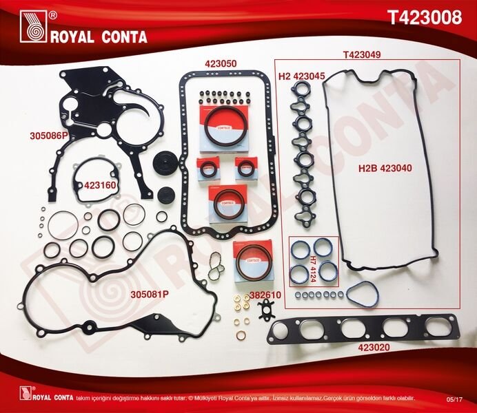 TAKIM CONTA CORTECO KEÇELİ REINZ SUBP.LAST SKC SİZ MASTER 2.2-2.5 DCI G9T-G9U-ROYAL T423008