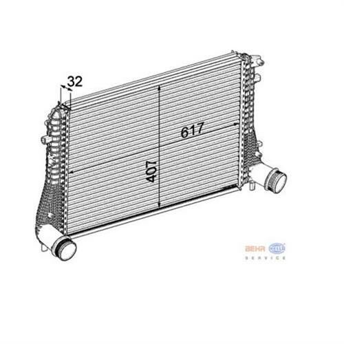 TURBO RADYATÖRÜ INTERCOOLER GOLF VI-JETTA-SCIROCCO-TOURAN-CADDY-OCTAVIA-A3-1.6-2.0 TDI 617x407x32-MAHLE-1K0145803AS-1K0145803AF-5C0145803A
