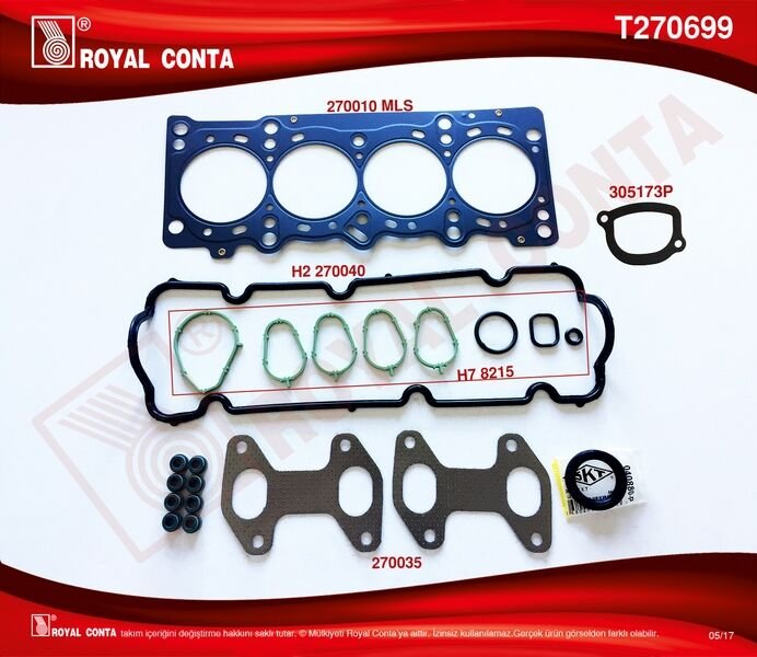 ÜST TAKIM CONTA SKT KEÇELİ/SUB.LASTİKLİ PALIO 1.2 8V 60-65 HP-ROYAL T270699
