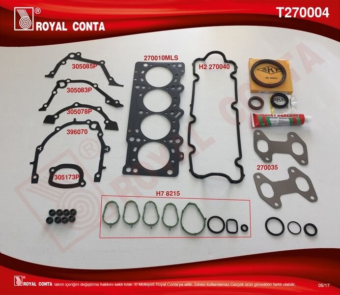 MOTOR TAKIM CONTA SKT KEÇELİ/SUB.LASTİKLİ PALIO 1.2 8V 60-65 HP-ROYAL T270004