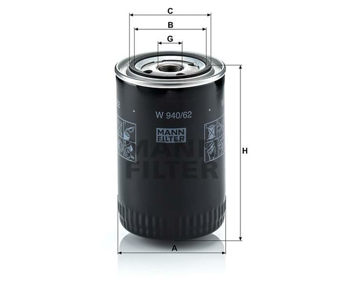 YAĞ FİLTRESİ DUCATO II 02-06 -BOXER II 02-06 -JUMPER II 02-06 -DAILY 02-06-MANN W940.62-71740064-2992188-1109.Y6-1109.Y5