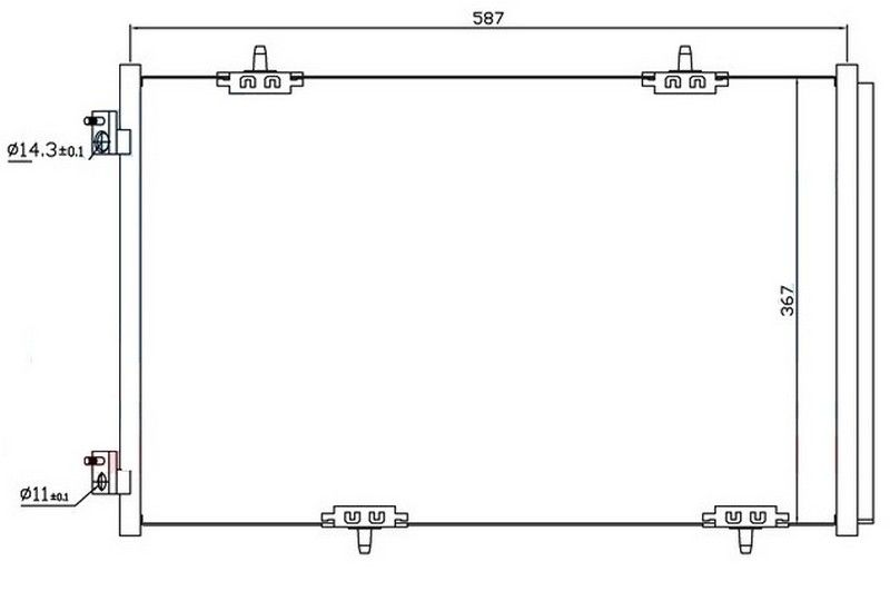 KLİMA KONDENSERİ P301-CITROEN C-ELYSEE 1.2 VTi-1.6 VTi-1.6 HDİ 11/12 587X367X16-ORIS CPE301016-9674994280