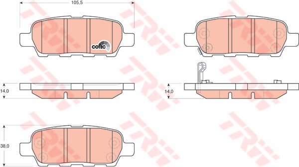 ARKA BALATA NISSAN XTRAIL 2.0-2.2DCI 01 INFINITI FX35 3.5 03 FX45 4.5 03 GRAND VİTARA 2.4 09-TRW GDB3294-440608H385-44060AM485-WVA23814