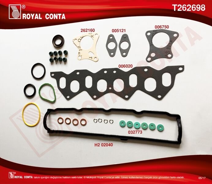MOTOR ÜST TAKIM CONTA SKT KEÇELİ SİLİNDİR KAPAKSIZ KNG-EXP-CLIO-F8Q-ROYAL T262698
