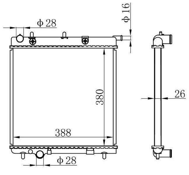 RADYATÖR C2-C3-207-1007 1.4-1.4 16V-1.6 16V-1.4HDI KLİMASIZ MEK 398x380x23-ORIS BPE026022-1330.Q5-1330.E5-1330.J2-1330.S1