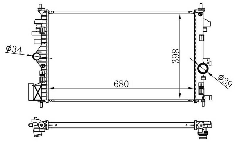 RADYATÖR BRAZİNG INSIGNIA-SAAB 9-5 1.6-1.8 08 AC MEK 680x398x16-ORIS BOP568016-1300292-13241726