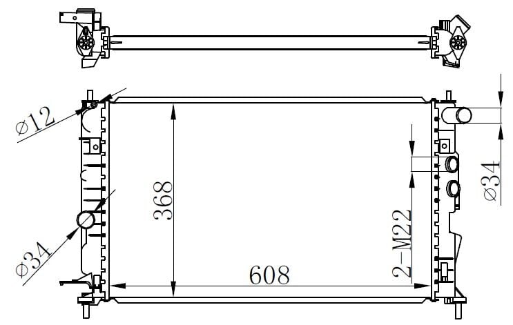 RADYATÖR VECTRA B AC KLİMASIZ MEK BRAZİNG 608x358x26-ORIS BOP101022-1300159-1300160-1300180-1300185