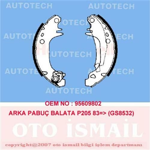 ARKA PABUÇ BALATA CITROEN VISA 1.6GTİ 1.7D 180x32 GS8532-AUTOTECH PB4029-95609802-95609801
