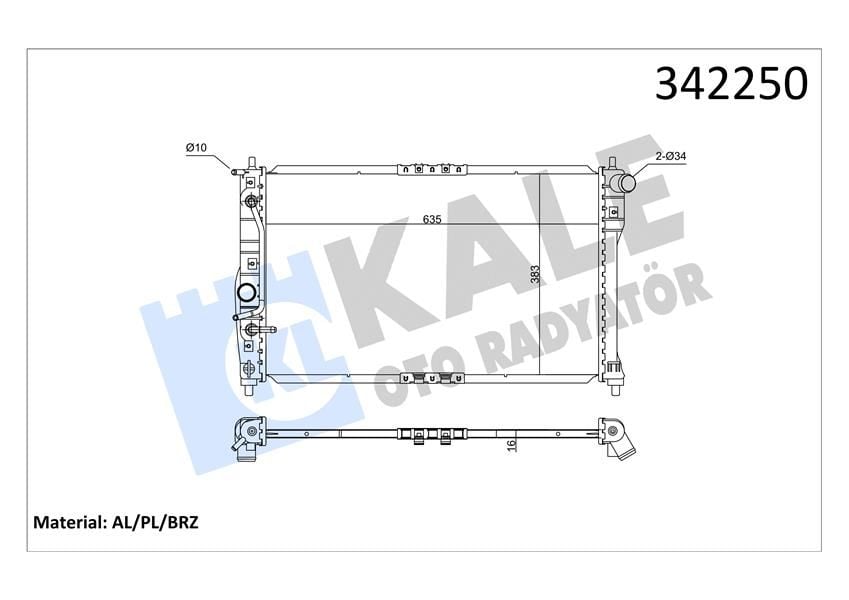 RADYATÖR DAEWOO LANOS CHERY CHANCE-SEN S AL-PL-BRZ-KALE 342250-96182260-P96182260