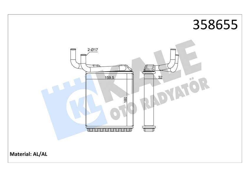 KALORİFER MITSUBISHI CANTER FE659 7.5T 01 10 BRAZING AL-AL 32MM KALORİFER RADYATÖRÜ-KALE-MC154332-MC148142