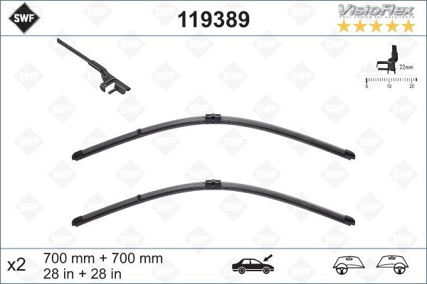 SILECEK SUPURGESI TAKIMI 700mm / 700mm MERCEDES W220 W221 . CITROEN C6 . PEUGEOT 407 SWF-VALEO 119389-A2218201300-6426SY