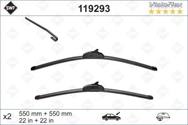 SİLECEK 55 55 X2 FLATBLADE-MUZ TİPİ LANDROVER DISCOVERY 3 04 RANGEROVER SPORT 05-VALEO 119293-LR018368-LR018367