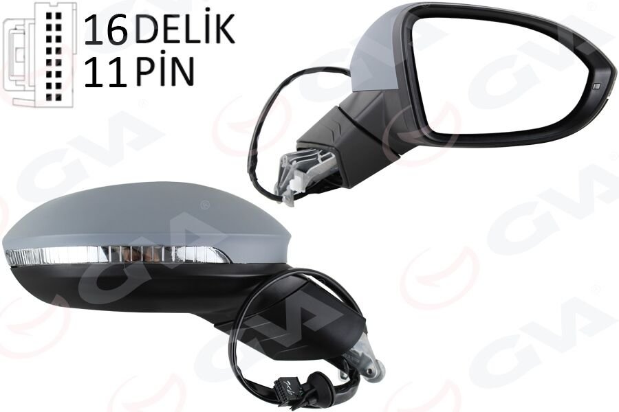 DIŞ DİKİZ AYNASI SAĞ ELEKTRİKLİ ISITMALI SİNYALLİ HAFIZALI ASTARLI KONVEKS VW GOLF 20-GVA 1075284