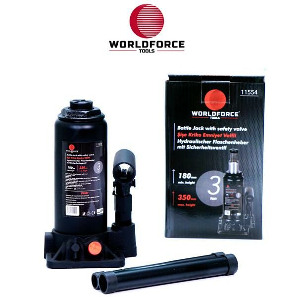 HİDROLİK ŞİŞE KRİKOSU 3 TON 180-350MM GARAJ EKİPMANLARI HIRDAVAT-WORLDFORCE 11554