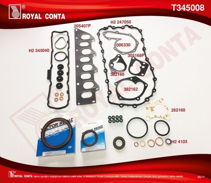 SİLİNDİR LASTİKLİ TAKIM CONTA KEÇELİ MASTER-MGN 1.9 F9Q-ROYAL T345008