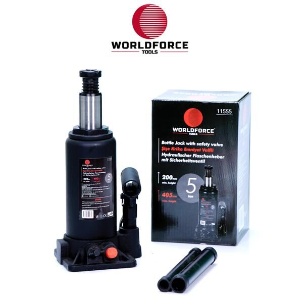 HİDROLİK ŞİŞE KRİKOSU 5 TON 200-405MM GARAJ EKİPMANLARI HIRDAVAT-WORLDFORCE 11555