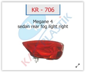 ARKA SİS FAR LAMBASI SAĞ MGN 4 SEDAN MODEL-KAYA KR706-265808906R