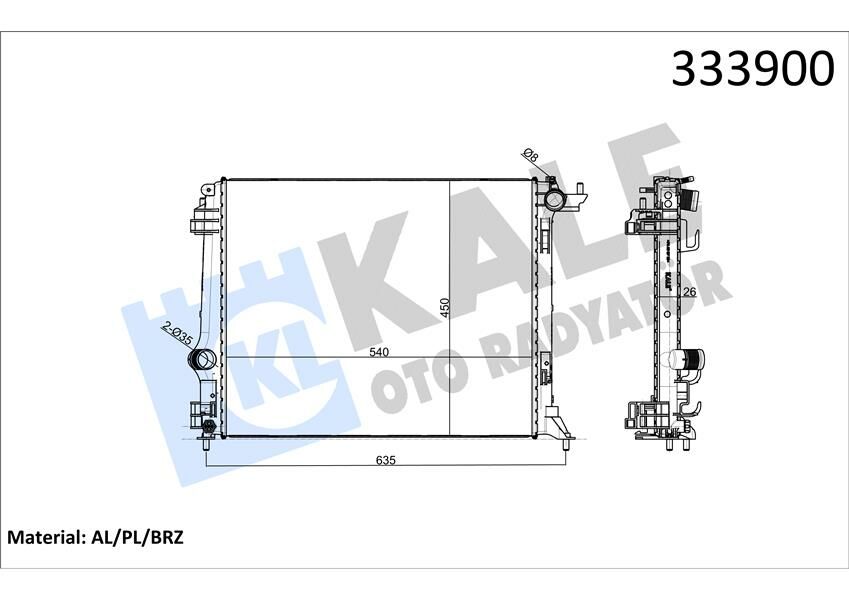 RADYATÖR MGN IV 1.5DCI-1.6 DCI AC MEK. ATOM. AL PL BRZ-KALE 0520241AB-214102235R