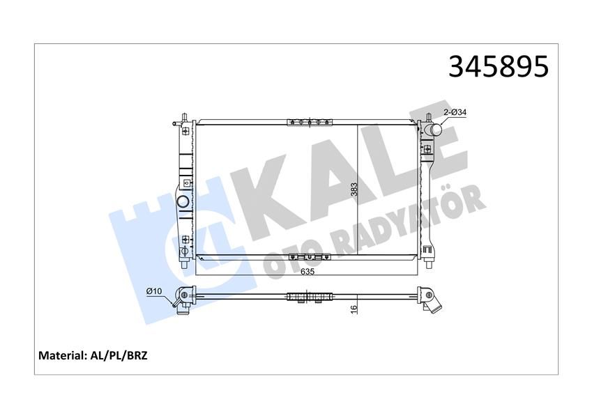 RADYATÖR DAEWOO LANOS 1.4-1.5-1.6 97 635x382x16 AC MEK AL/PL/BRZ-KALE-96182261-96559564