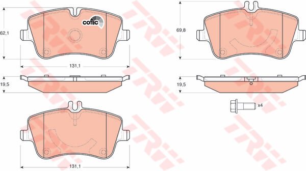 FREN BALATASI ON MERCEDES W202 W203 CL203 C209 R171-TRW GDB1413-A0054206220