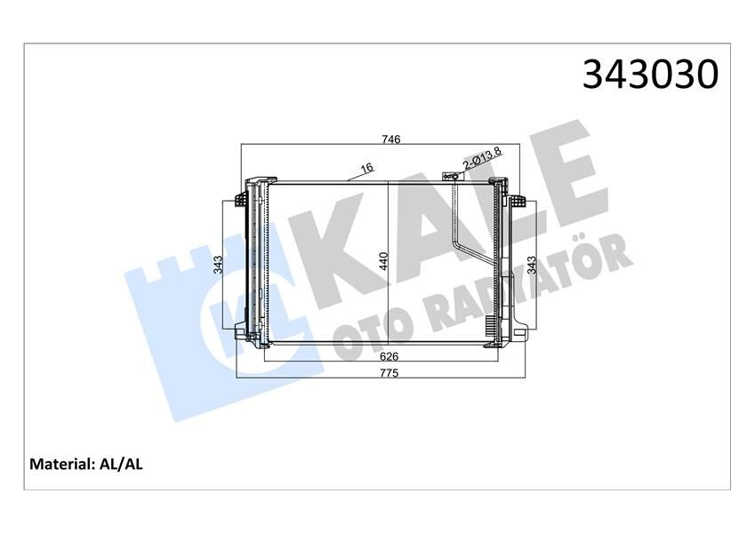 KLIMA RADYATORU MERCEDES X204 W204 S204 C204 C218 W212 A207 C207-KALE 343030-A2045000654