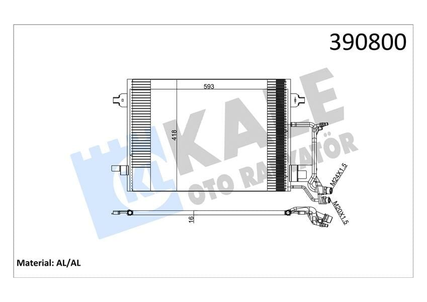 KLİMA KONDENSERİ PASSAT A4 1.9TDI 1.8-1.8T 97 610X415X16 AL-AL-KALE-8D0260401A-8D0260403H-4B0260403T
