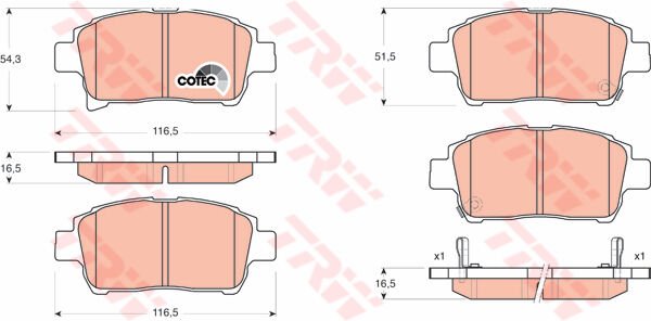 ÖN BALATA COROLLA 1.4 1.6 1.4VVTİ 1.6VVTİ 1.8 00-07 YARIS 1.3 1.5 1.4D-4D 99-9.05-TRW-0446513050-0446513020-WVA23510
