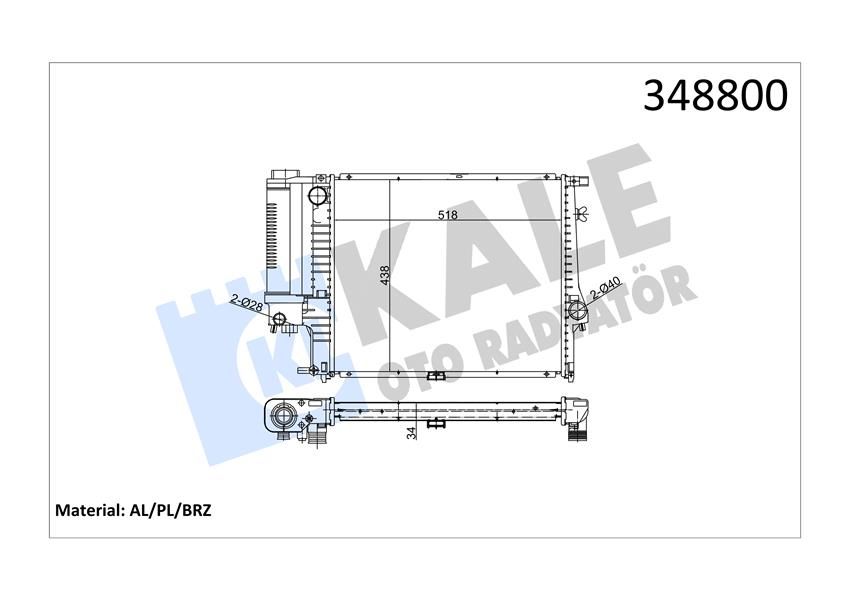 MOTOR SU RADYATORU BMW M20 B20 B25 M50 B20 E34 90 95 M40 E30 87 91-KALE 348800-17111737763-17111712979
