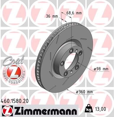 FREN DİSKİ ÖN SOL PANAMERA 970 0986479D22-ZIMMERMANN-298615301B-97035140300-97035140301