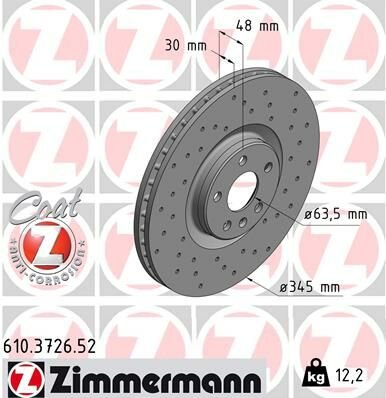 ÖN FREN DİSKİ ADET S60 III S90 II V60 IIV90 II XC40 XC60 II XC90 II 17 DELİKLİ --DF6939S 345 CAP-ZIMMERMANN-31400568-31471752