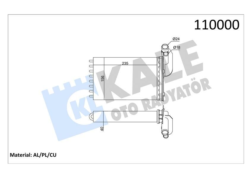 KALORİFER RADYATÖRÜ MGN I-CLIO I-R19 234x157X42 2 SIRA CU PL-KALE 0583852AL-7701204680-7701033457