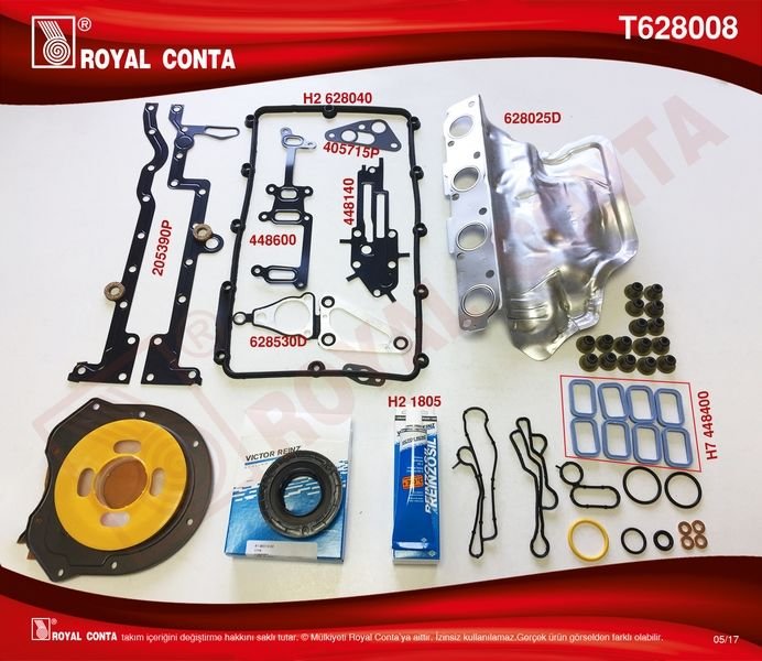x MOTOR TAKIM CONTA REINZ KEÇ. SUBP.LASTİK SKC SİZ TRANSİT 2.2 TDCİ Euro5 ÖNDEN ÇEKER-ROYAL T628008